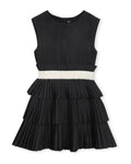 Pleated Short-Sleeve Dress