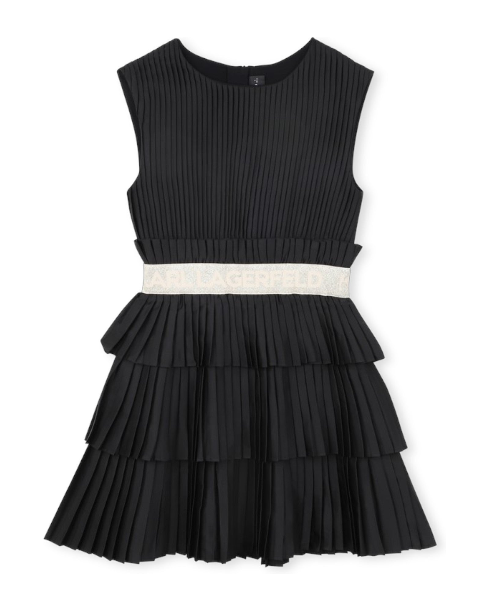 Pleated Short-Sleeve Dress