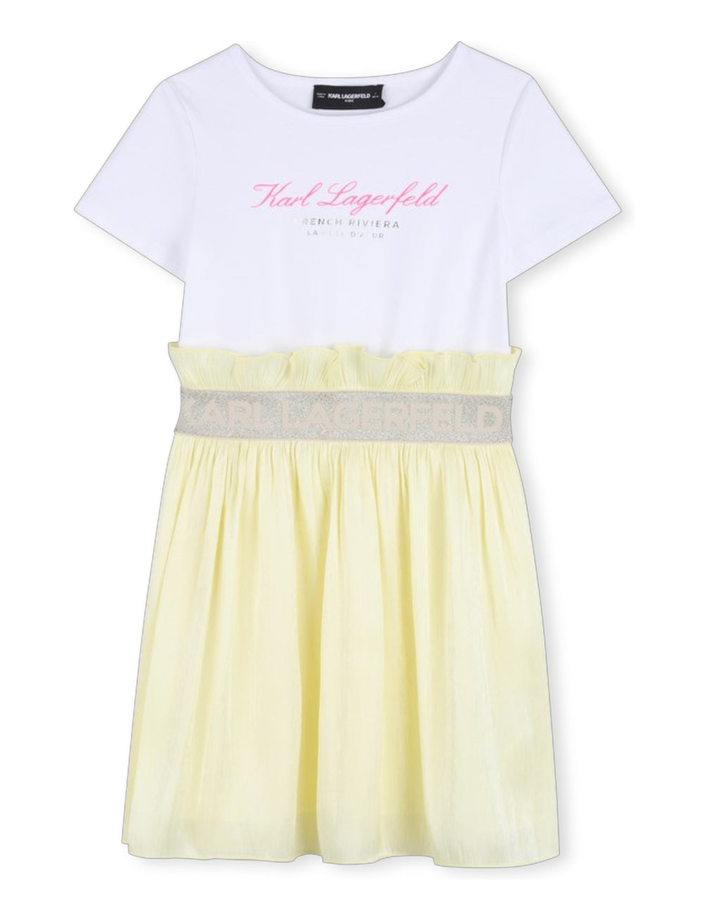 Bi-Material Short-Sleeve Dress