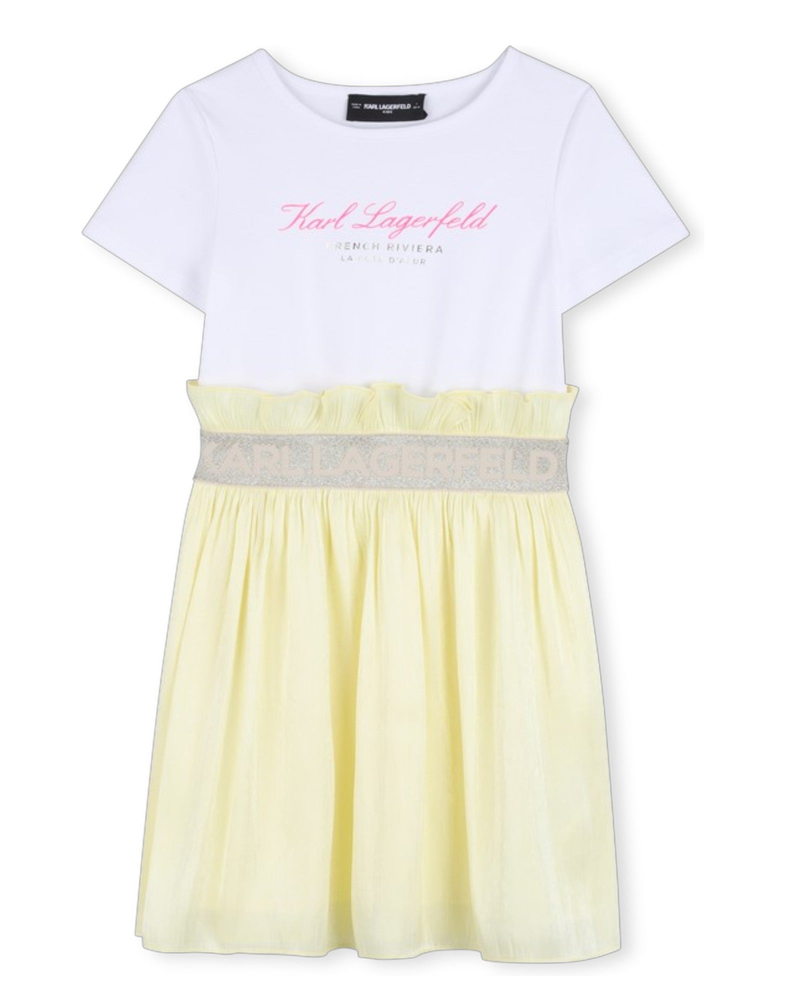 Bi-Material Short-Sleeve Dress