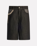 Denim Organza Strass Bermuda Shorts