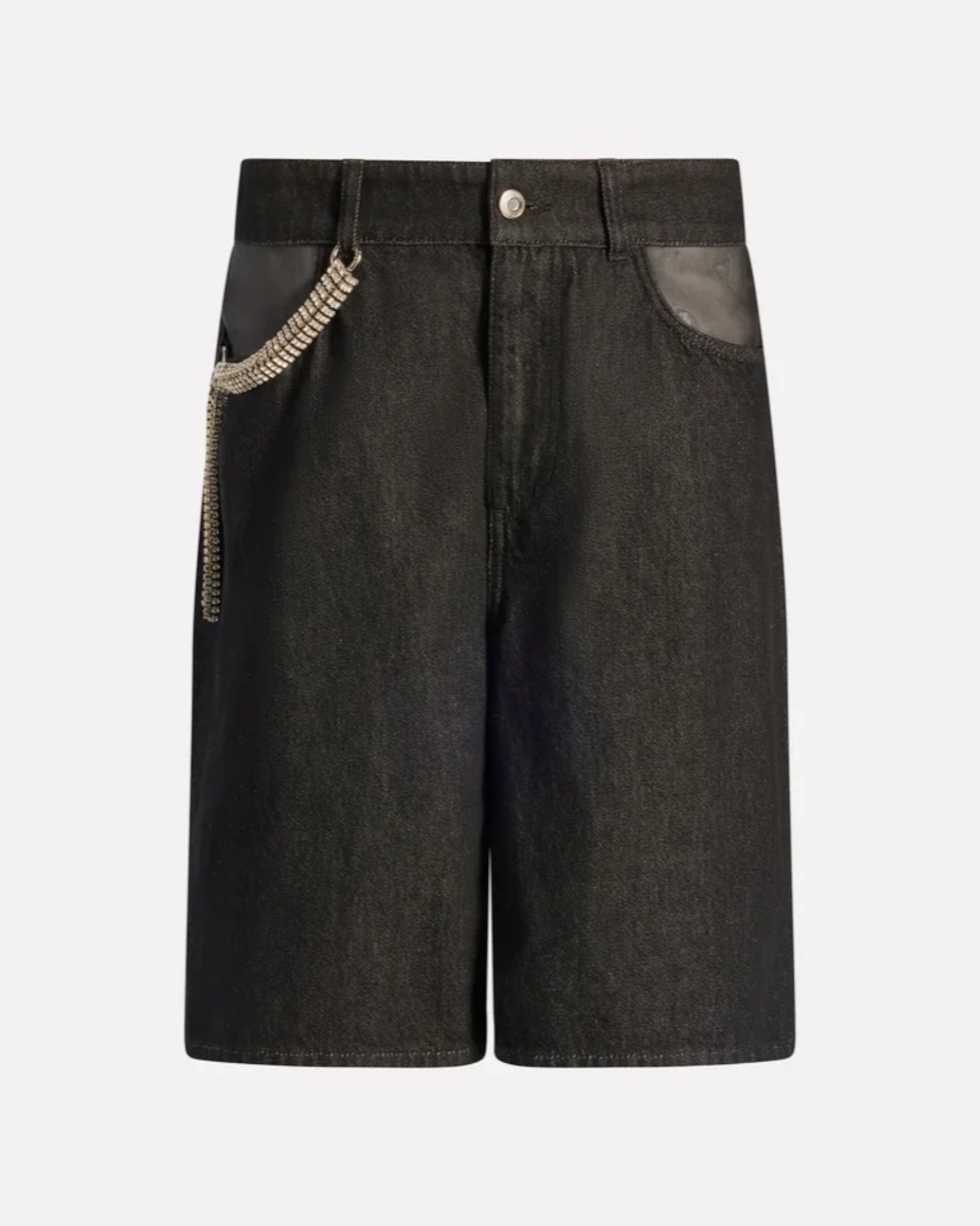 Denim Organza Strass Bermuda Shorts