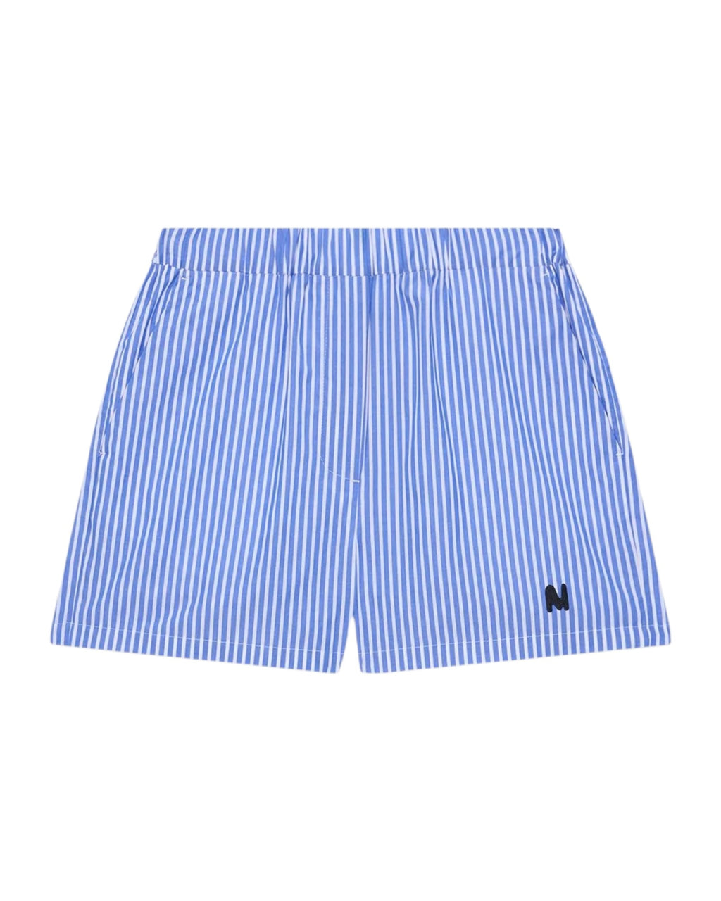 Blue Striped Poplin Bermuda Shorts