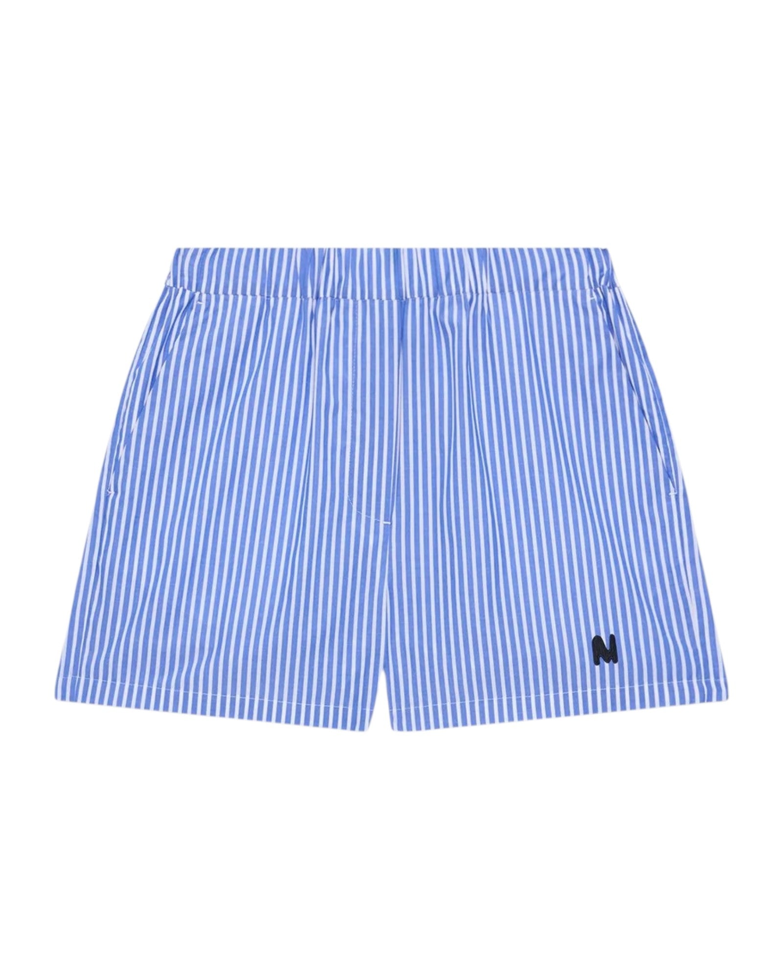 Blue Striped Poplin Bermuda Shorts