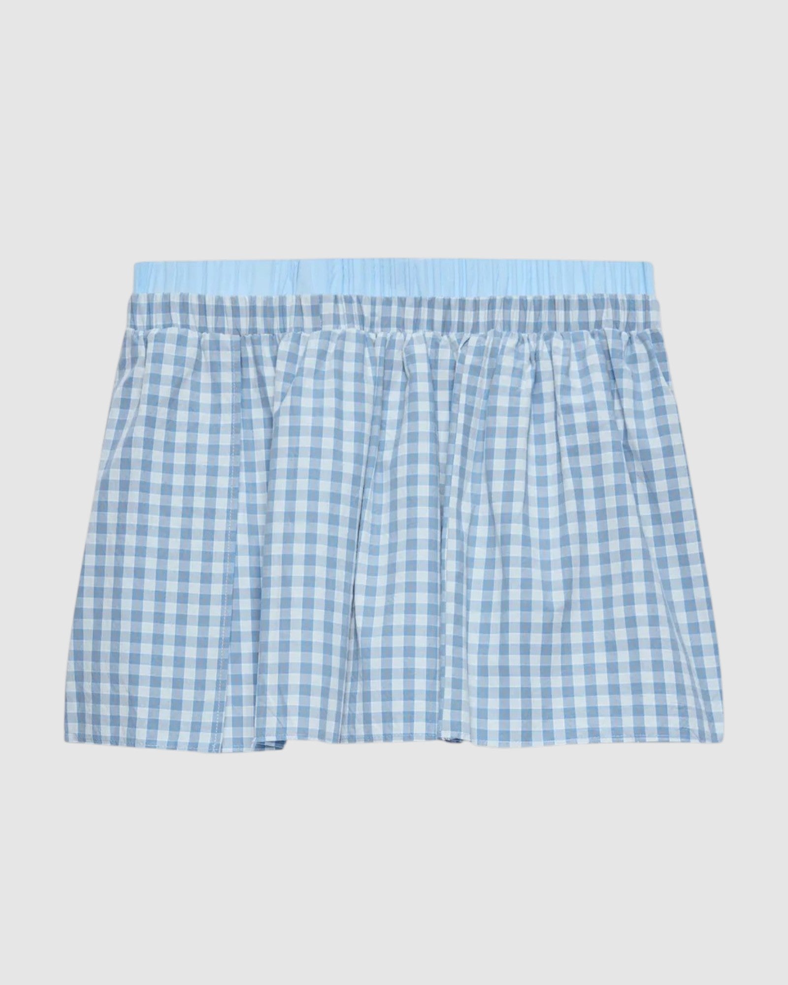 Light Blue Micro-Check Bermuda Shorts