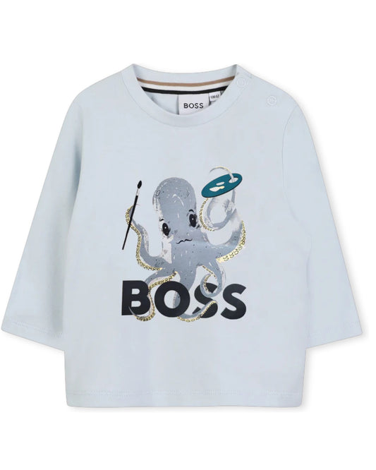 Pale Blue Long Sleeve Logo T-Shirt
