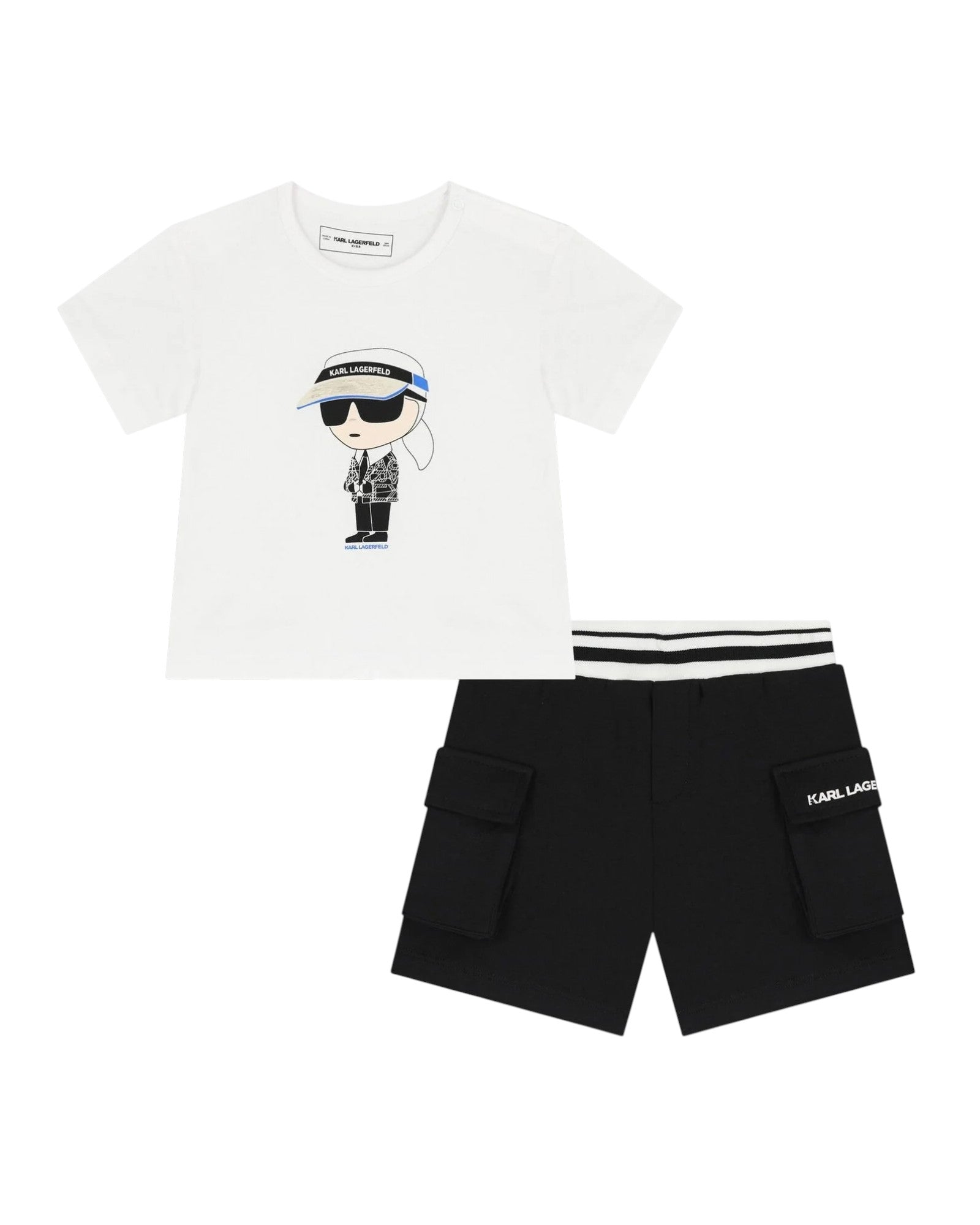 Boys White & Black Ikonik Shorts Set