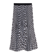 Black Pleated Soleil Skirt With All-Over Logo Print