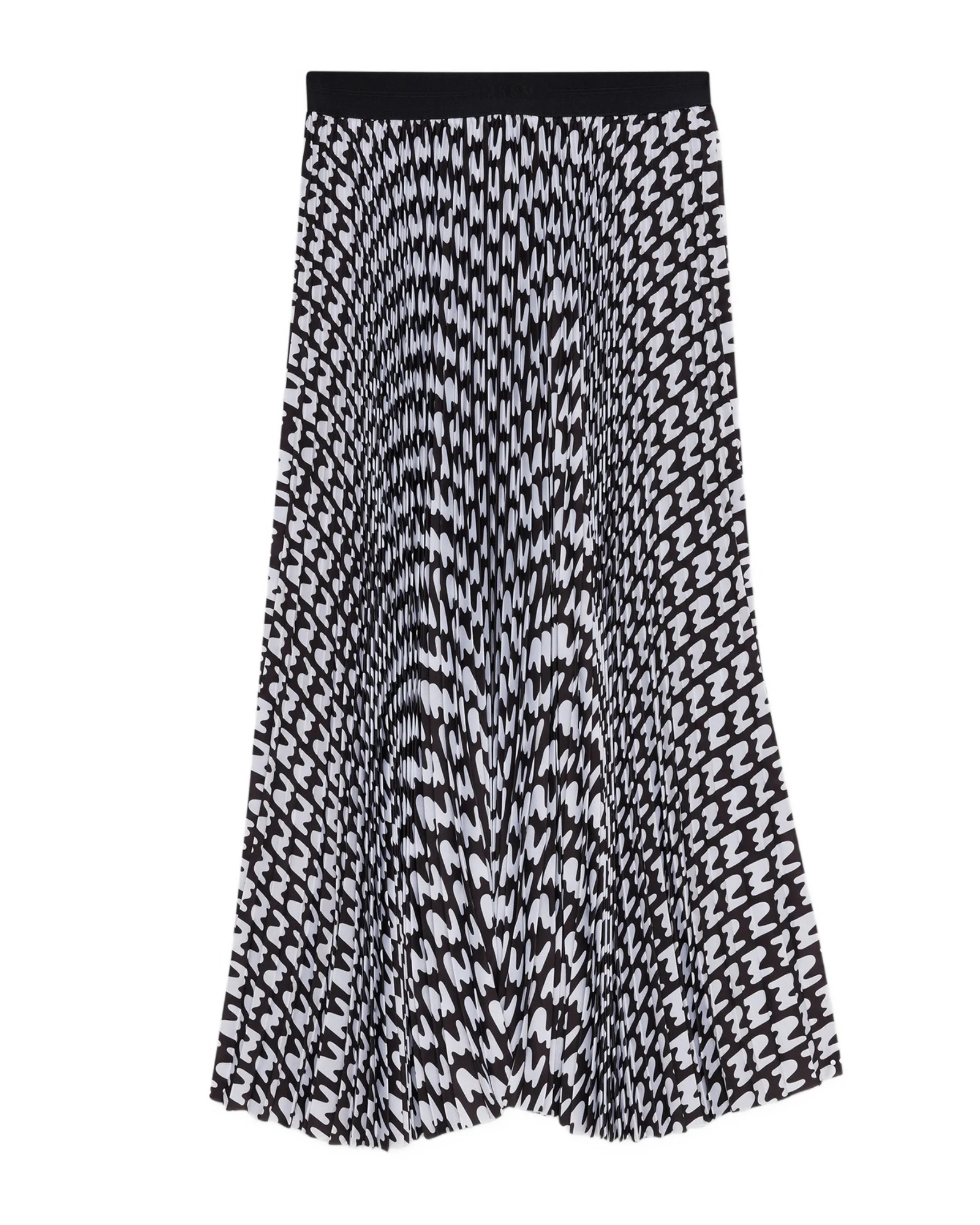 Black Pleated Soleil Skirt With All-Over Logo Print