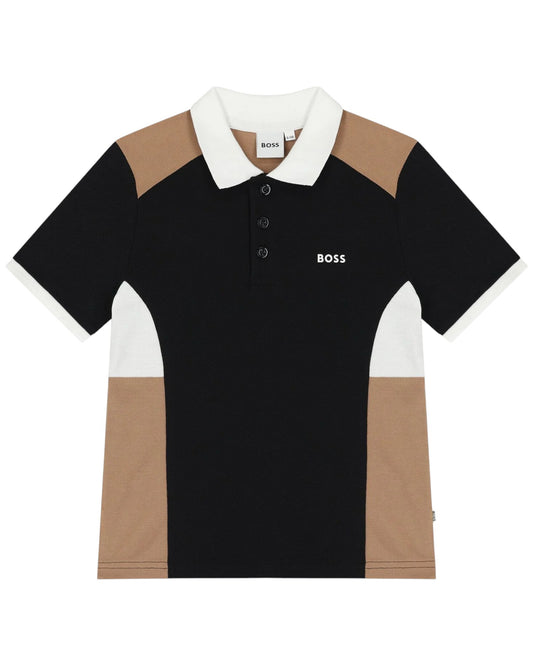 Boys Black Logo Polo T-Shirt