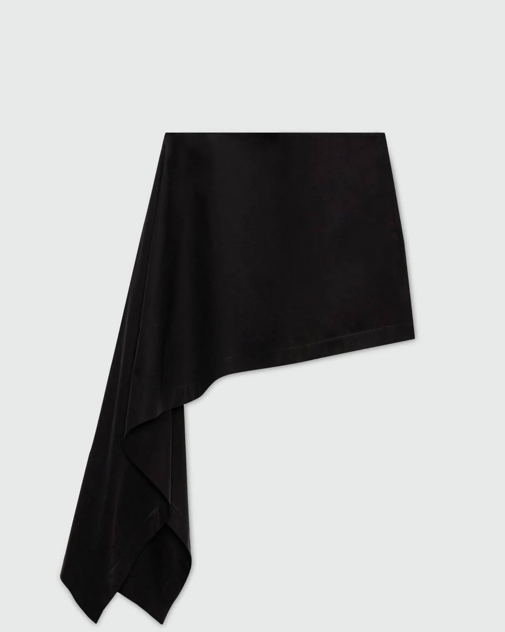 Black Cotton Poplin Mini Skirt With Asymmetrical Detail