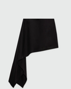 Black Cotton Poplin Mini Skirt With Asymmetrical Detail