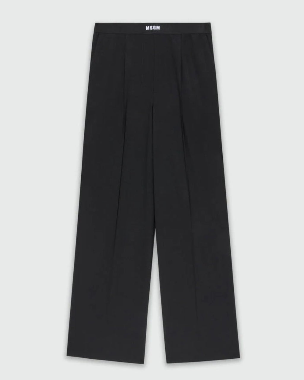 Logo Waistband Black Palazzo Trousers