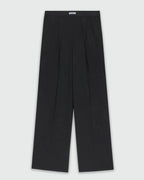 Logo Waistband Black Palazzo Trousers