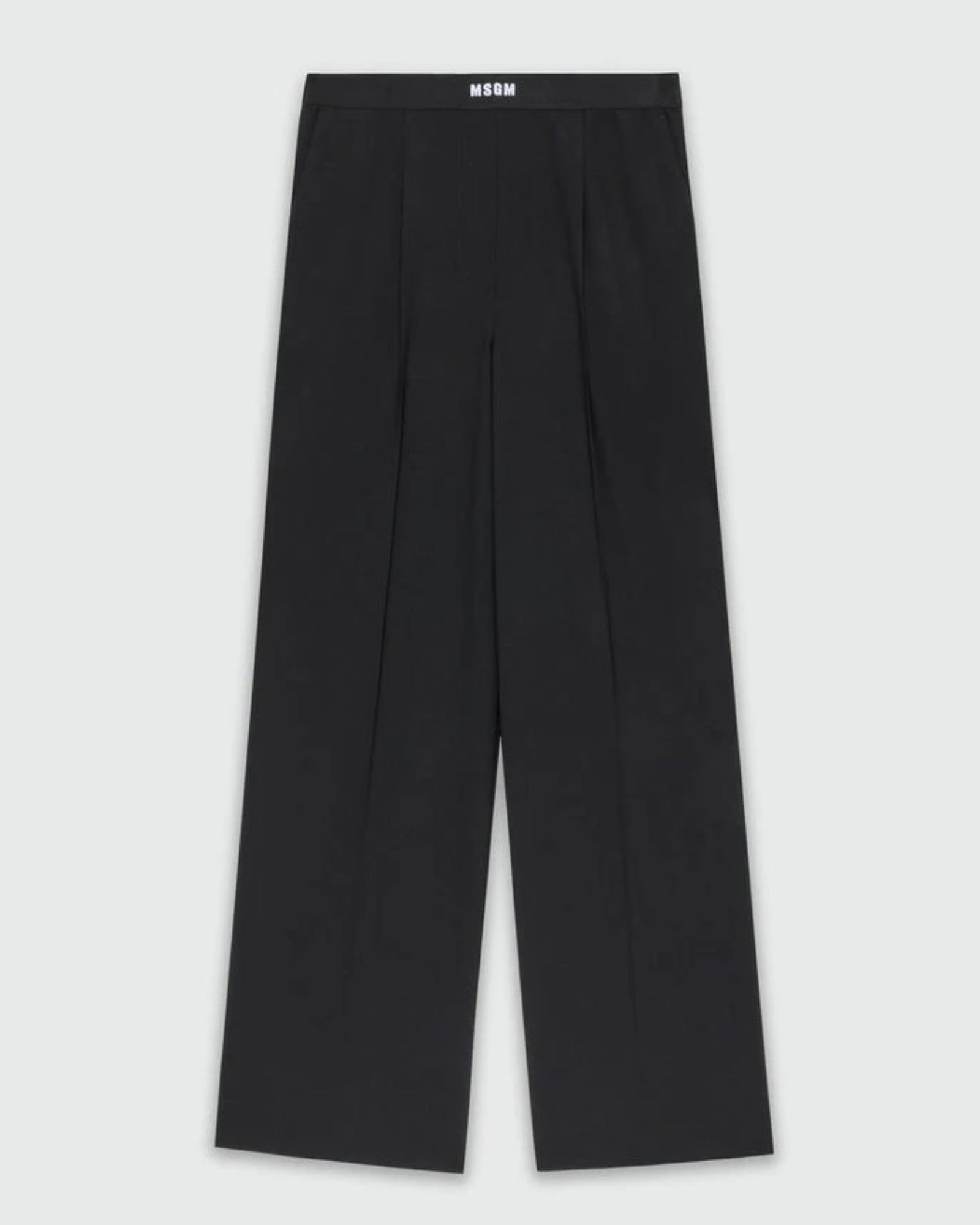Logo Waistband Black Palazzo Trousers