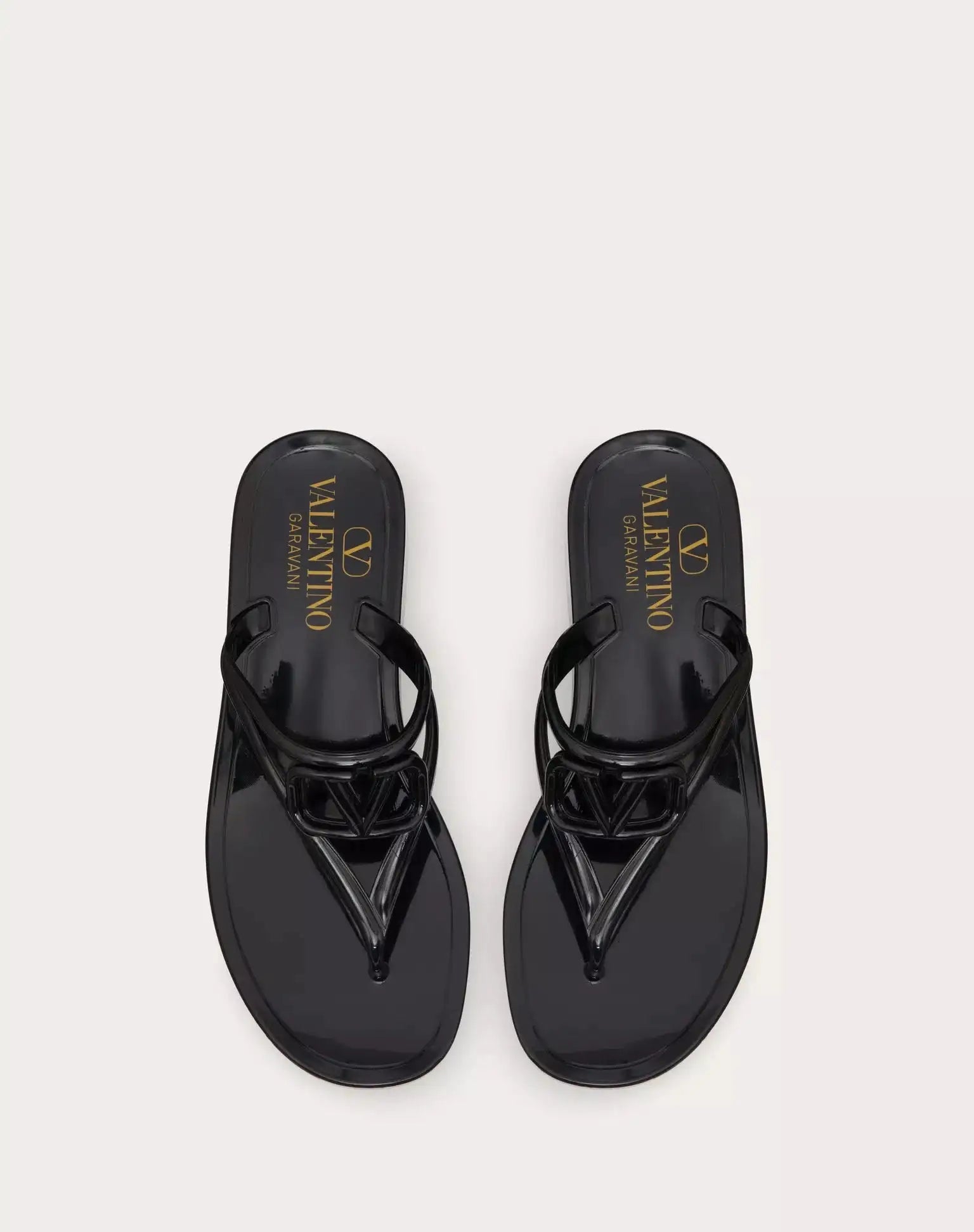 VALENTINO - Обувки - V Logo Black Slides - Love|Labels