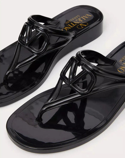 VALENTINO - Обувки - V Logo Black Slides - Love|Labels