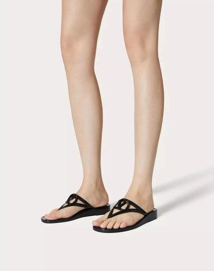 VALENTINO - Обувки - V Logo Black Slides - Love|Labels