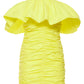 Ruched Ruffle-Trim Mini Dress