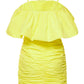 Ruched Ruffle-Trim Mini Dress