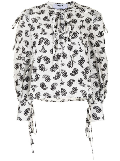 Paisley-Print Cut-Out Blouse