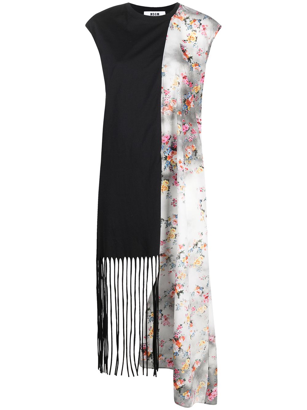 Floral-Print Panelled Midi Dress