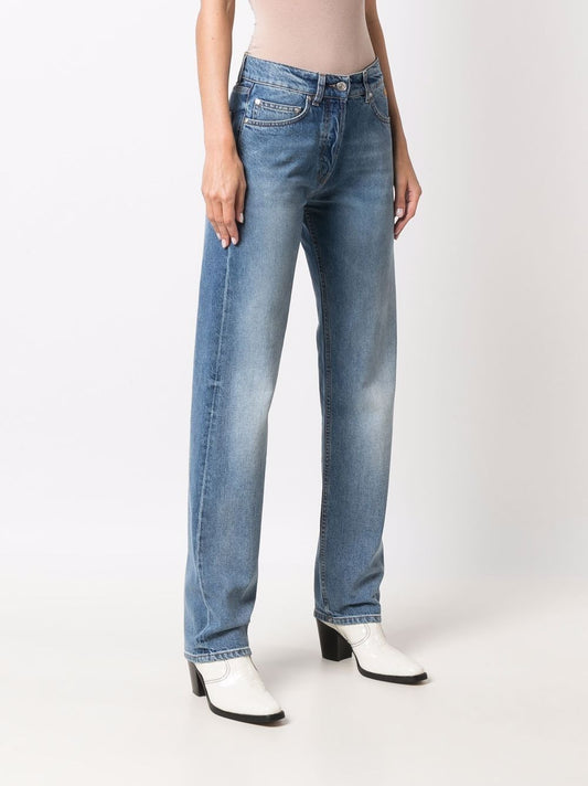 Mid Rise Straight Leg Jeans is