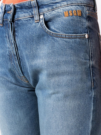 Mid Rise Straight Leg Jeans is