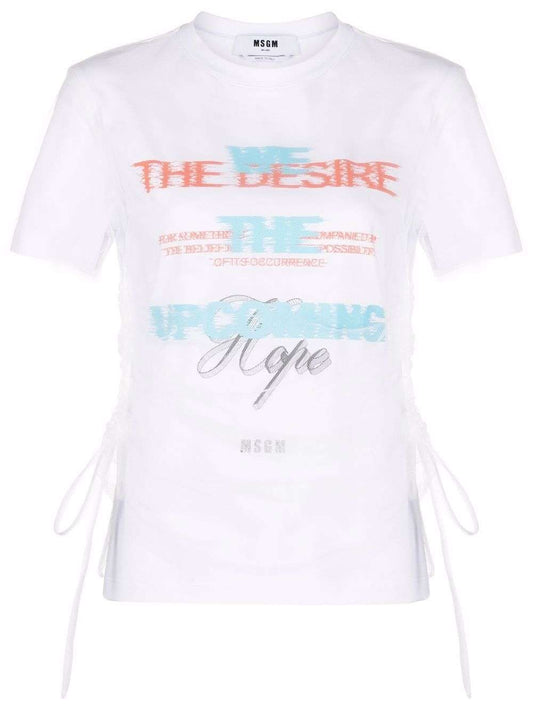 Tulle-Layered Graphic-Print Top