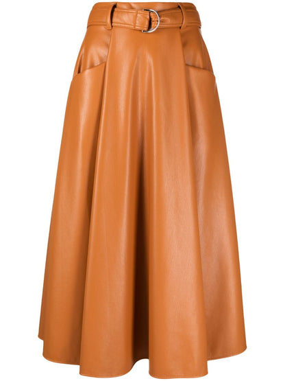 Belted Pleated Skirt