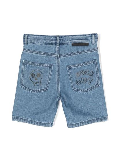 Sketchbook-Print Denim Shorts