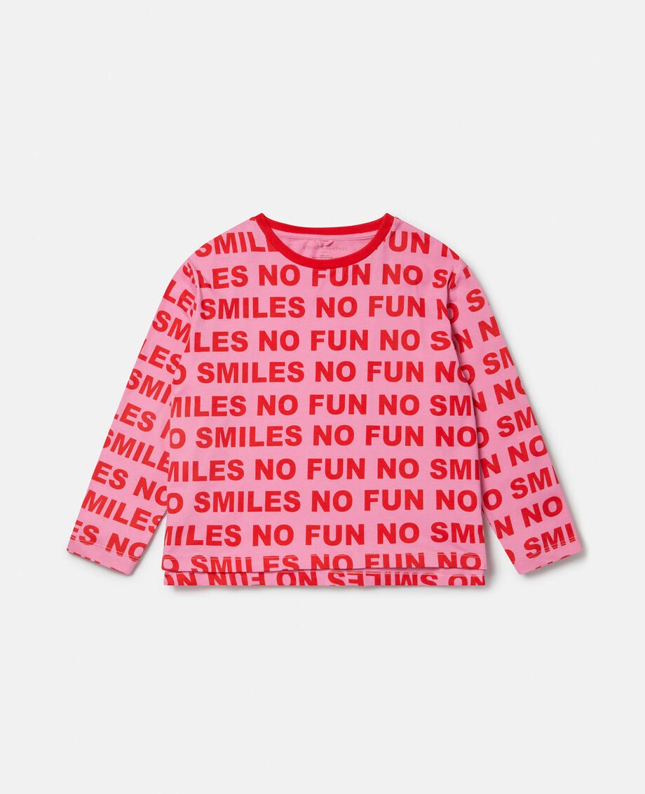 No Smiles No Fun Print Cotton T‐Shirt