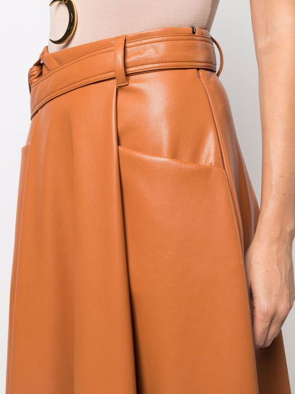 Belted Pleated Skirt