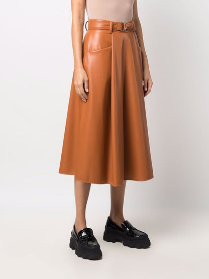 Belted Pleated Skirt