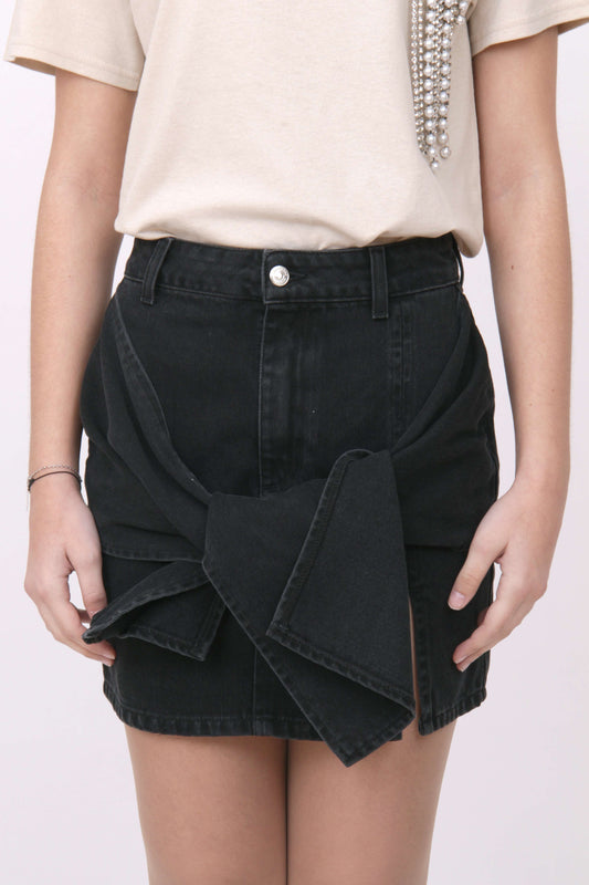 Black Mini Ribbon Skirt