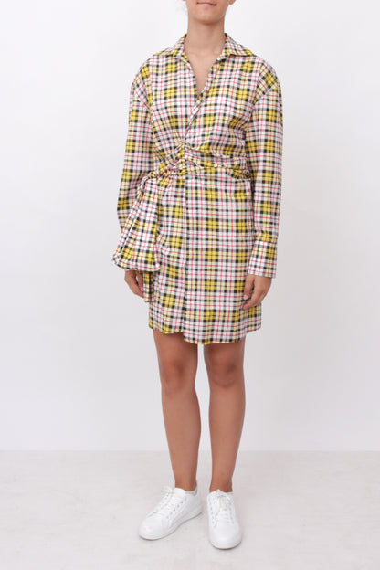 Checked Knot Shirt Dress