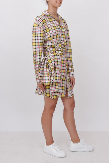 Checked Knot Shirt Dress