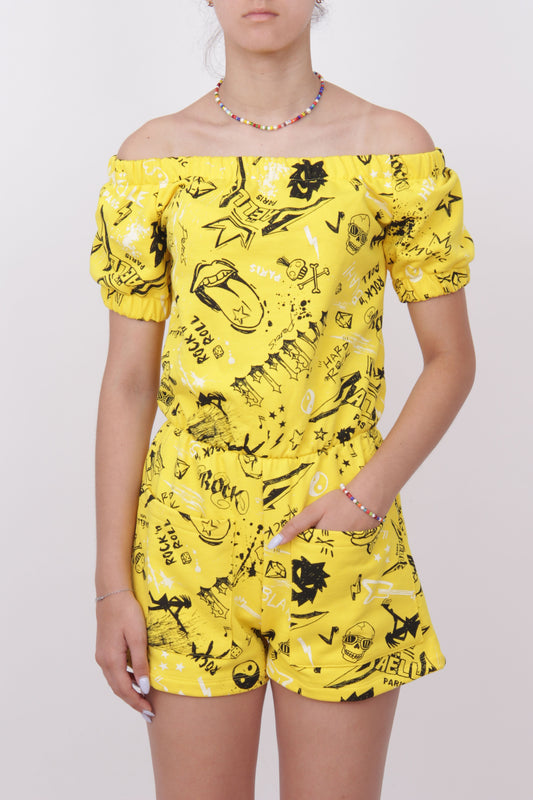 Yellow Print Jumpsuit