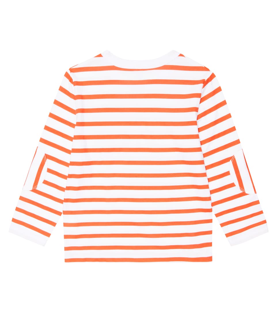 Embroidered Striped Cotton Jersey Top