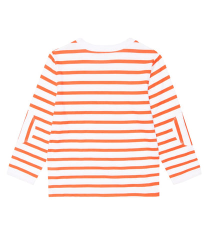 Embroidered Striped Cotton Jersey Top