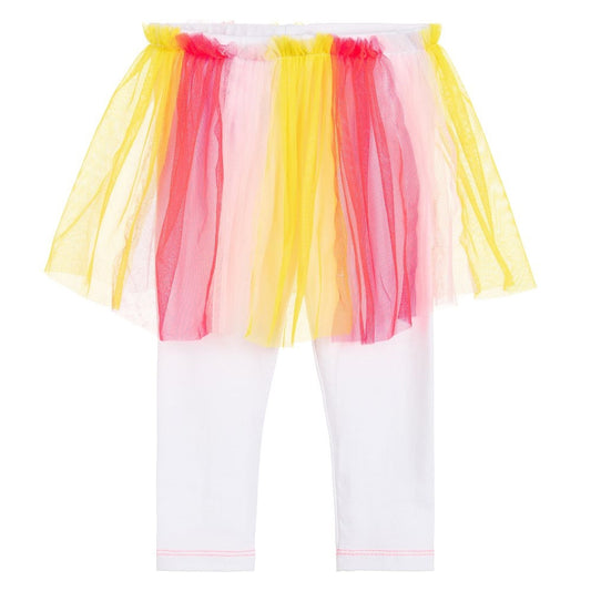 Colourful Skirt with White Leggings