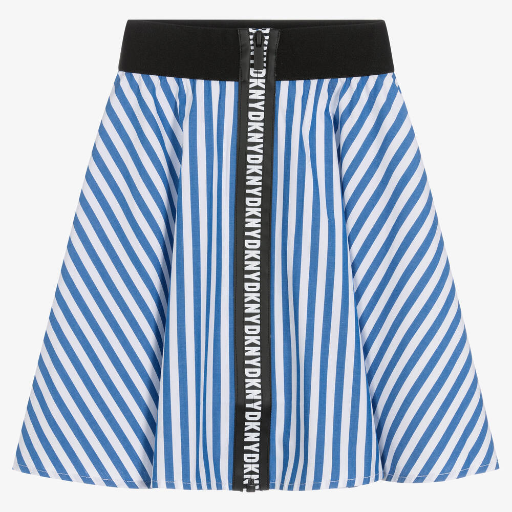 Blue Striped Cotton Skirt