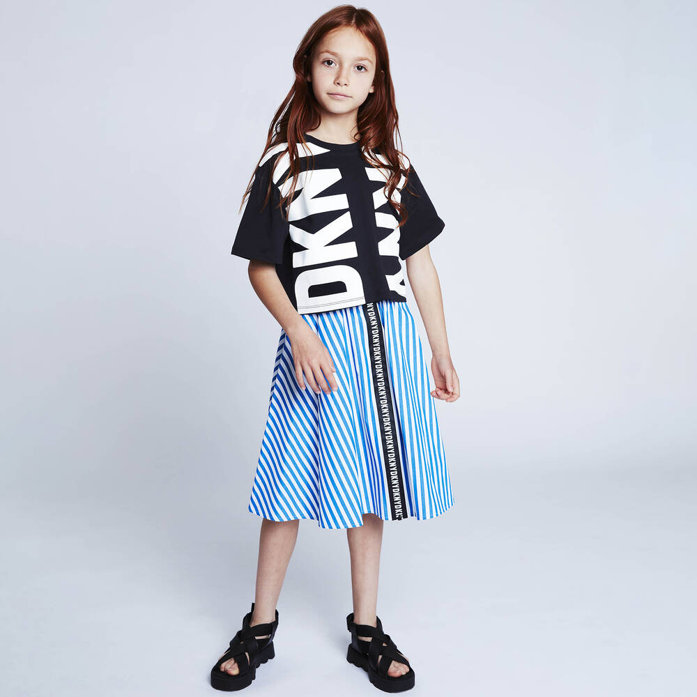 Blue Striped Cotton Skirt