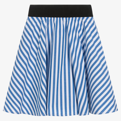 Blue Striped Cotton Skirt