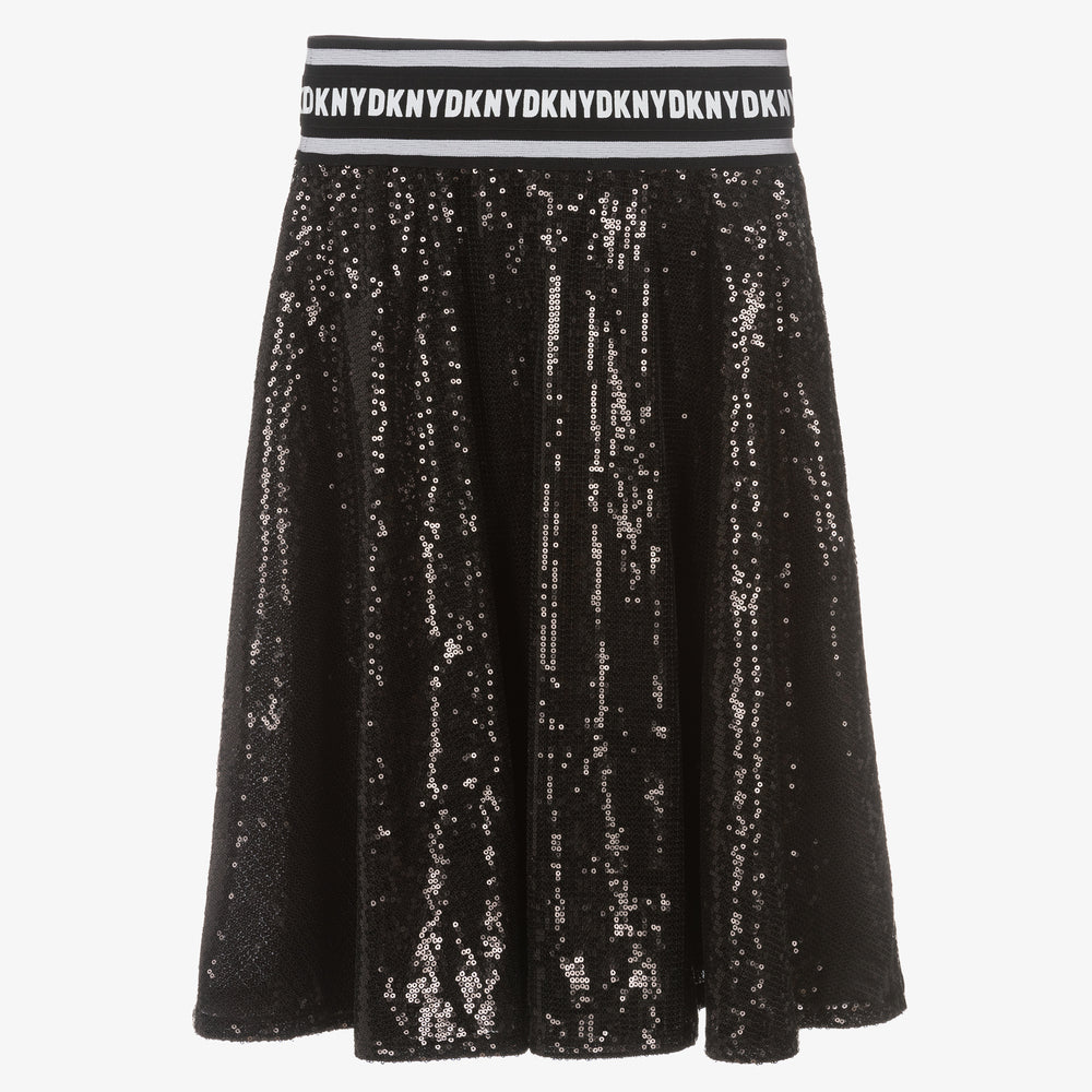 Black Sequin Logo Skirt