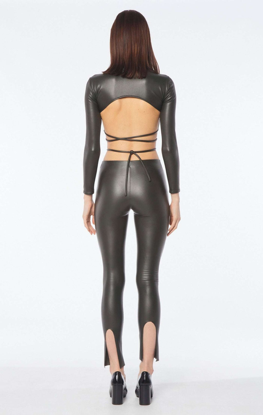 FORTE DEI MARMI COUTURE - Клинове - Dark Green Leather Leggings - Love|Labels
