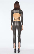 FORTE DEI MARMI COUTURE - Клинове - Dark Green Leather Leggings - Love|Labels