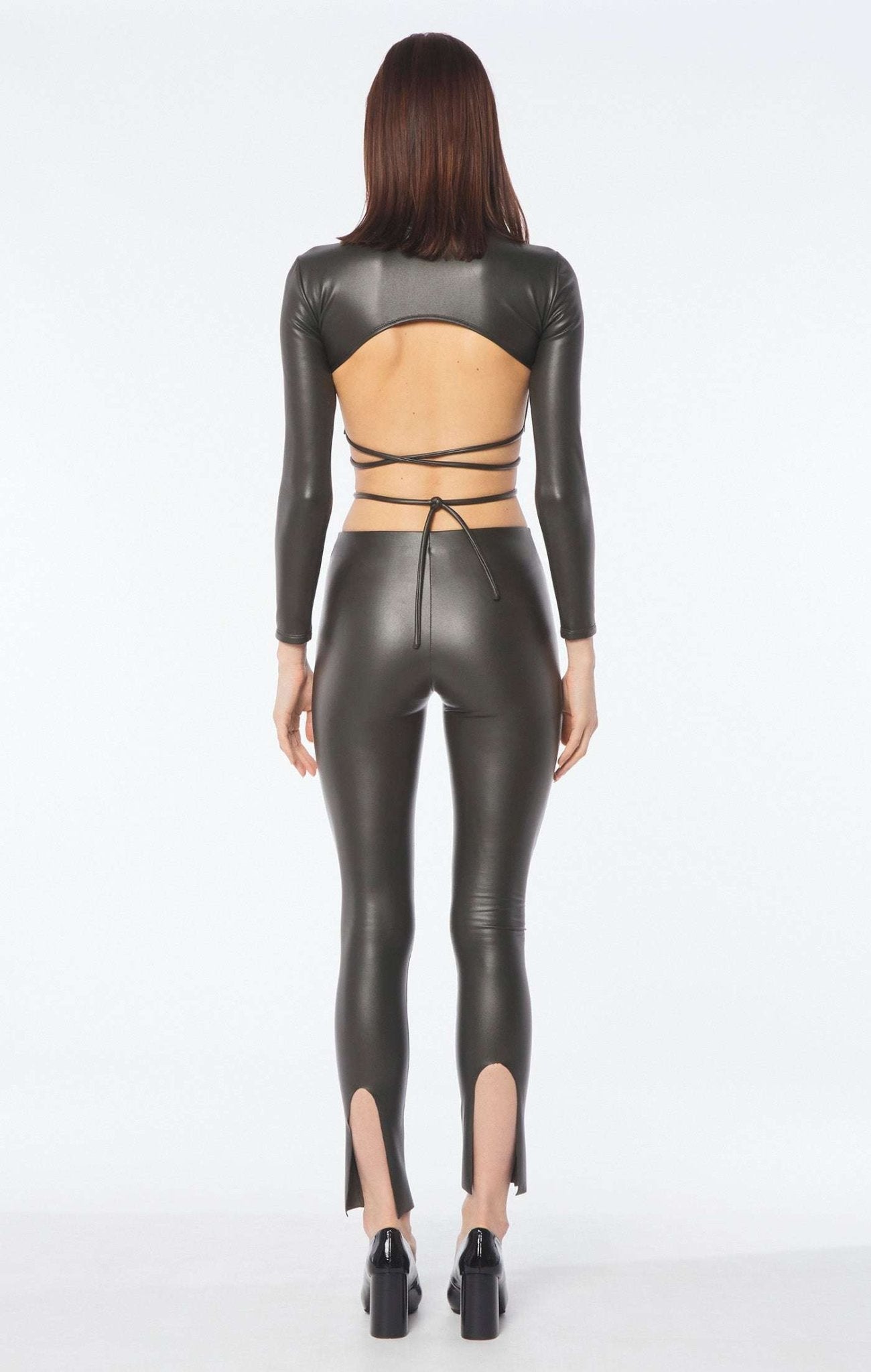 FORTE DEI MARMI COUTURE - Клинове - Dark Green Leather Leggings - Love|Labels