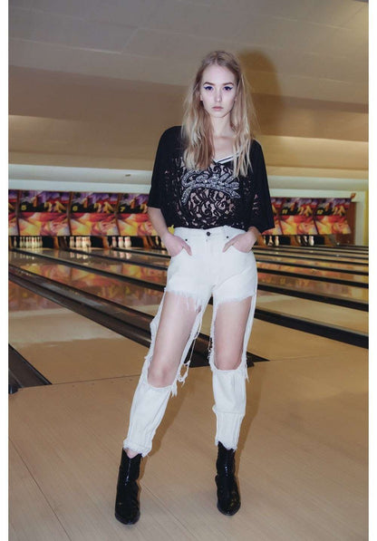 Gaelle PARIS - Деним - White Ripped Jeans - Love|Labels