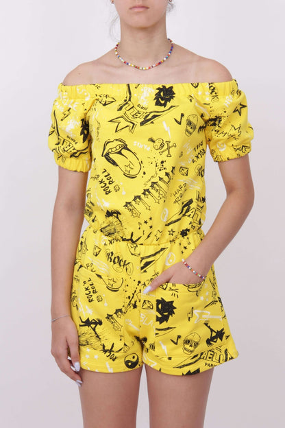 Gaelle PARIS - Шорти - Yellow Print Jumpsuit - Love|Labels